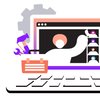 Video Express Blog—Thumbnail Illustration of computer screen showing multiple people in a video meeting; a toolbox sits to the side of the screen