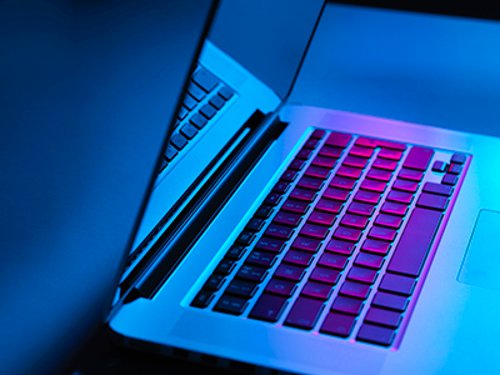 Laptop viewed from side Open laptop viewed from side