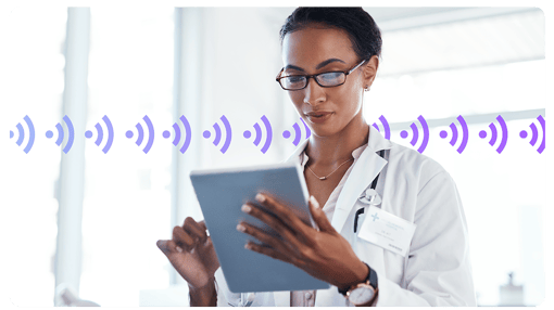 Vonage APIs Healthcare Woman doctor on tablet