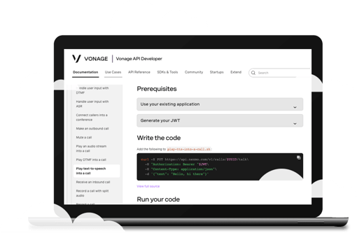 API Developer Center Code View Laptop image with developer center code