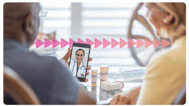 Vonage APIs Healthcare Two patients using telehealth on their mobile device