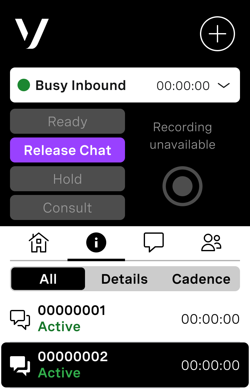 mobile screenshot of Vonage Contact Page Webchat UI